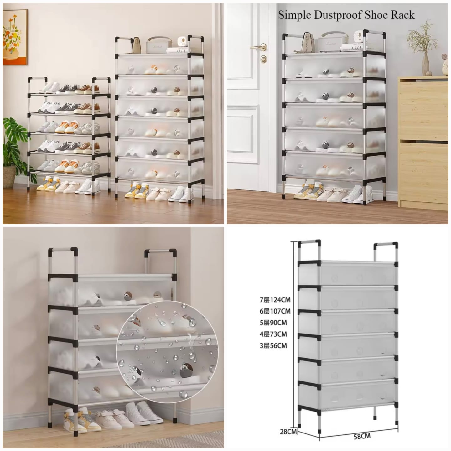 Dustproof Steel Shoes Rack (Premium Quality) | Multi-Tier Shoe Organizer | Sturdy, Space-Saving & Modern Design