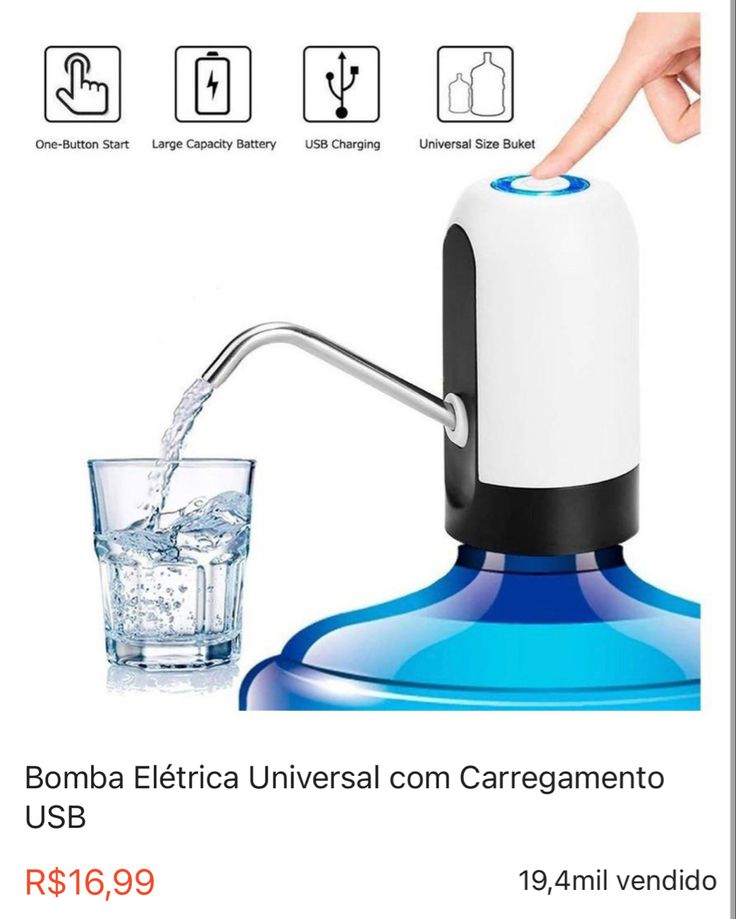 Portable Electric Water Bottle Pump – USB Rechargeable Drinking Water Dispenser for Home, Office & Travel