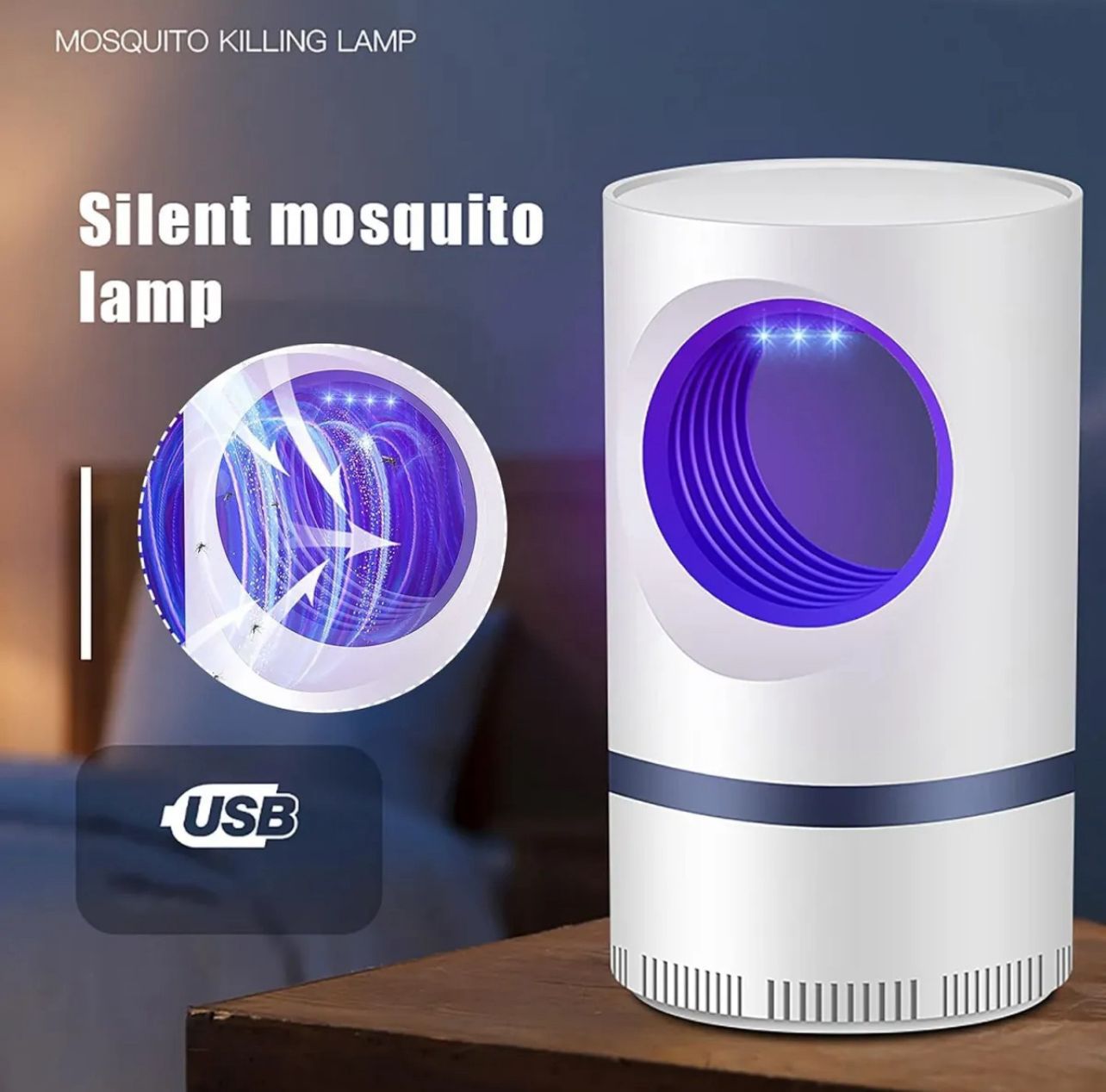 USB Mosquito Killer Lamp – Silent, Safe & Portable Bug Zapper for Home, Office & Outdoor