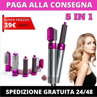 5 in 1 Hot Air Styler Brush | Hair Dryer, Curler, Straightener, Volumizer & Blow Dryer | One Step Hair Styling Tool for Salon Results