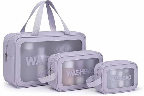 3 Pcs Washbag for Cosmetics | Travel Makeup Bag Set | Portable, Water-Resistant & Durable Toiletry Pouch Set