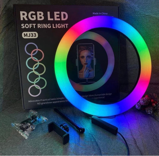 RGB LED Ring Light | Adjustable Brightness & Color | Professional Lighting for Photography, Videos & Live Streaming