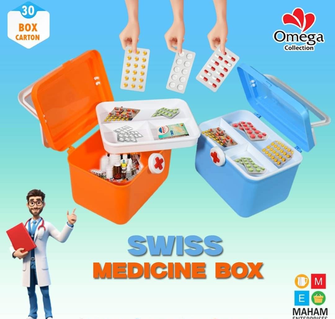 Swiss First Aid Medicine Box | Complete Portable First Aid Kit | Emergency Medical Supplies for Home, Travel & Office