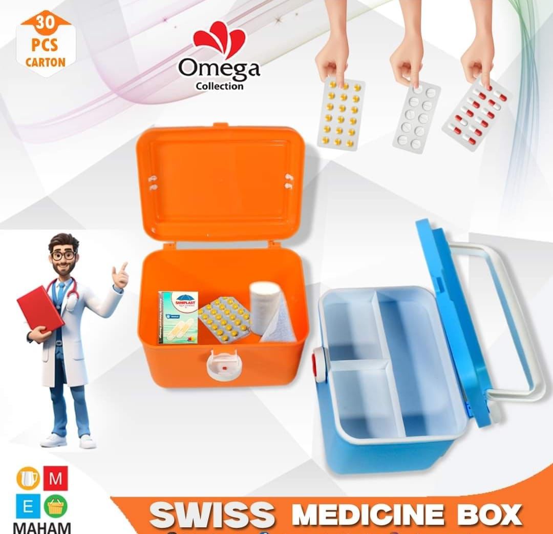 Swiss First Aid Medicine Box | Complete Portable First Aid Kit | Emergency Medical Supplies for Home, Travel & Office