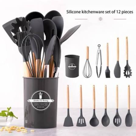 12 Pcs Silicone Kitchenware Set | Heat Resistant Cooking Tools | Non-Stick Kitchen Utensils for Home & Professional Use