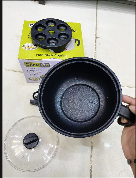 Non Stick Multi Cooker Electric Kettle 3 in 1 – Multifunction Cooking Pot for Noodles, Egg Boiler, Food Warmer, Mini Rice & Soup Cooker with Concealed Heating Base